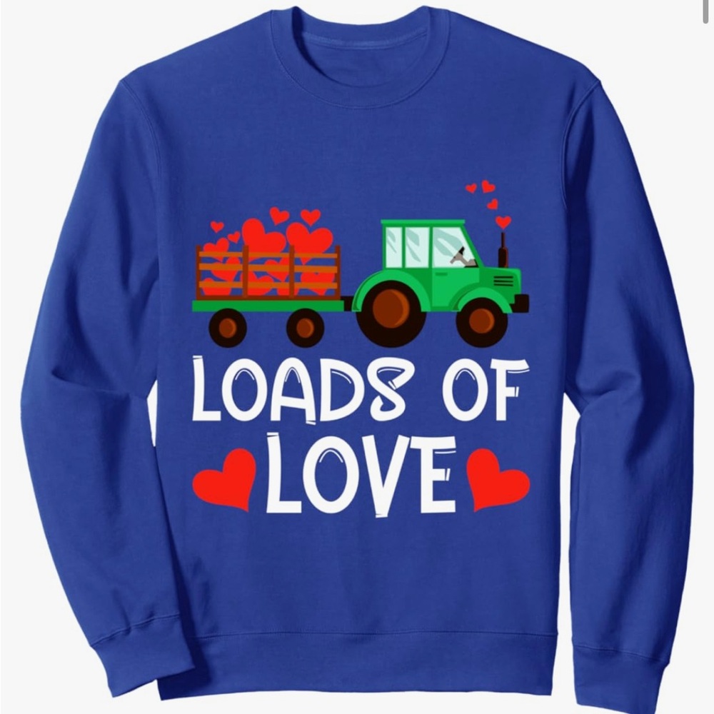 Unisex “Loads of Love” Graphic Truck Valentines Day Sweatshirt- Size Small